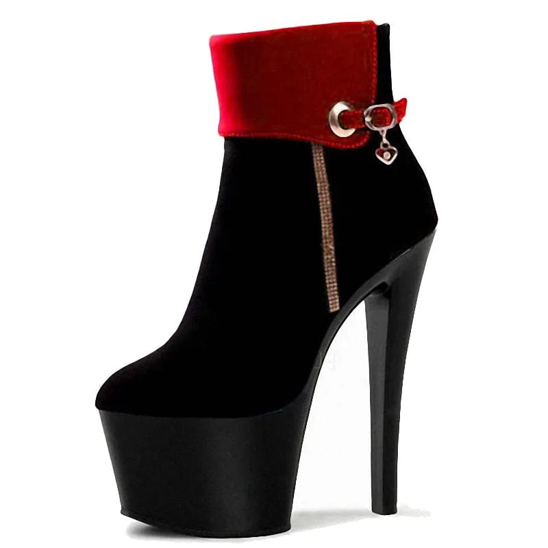 7 / Black Newest design Sexy 17cm Stiletto High Heels women's classic short boots suede and drop shipping Round toe Platform ankle boots