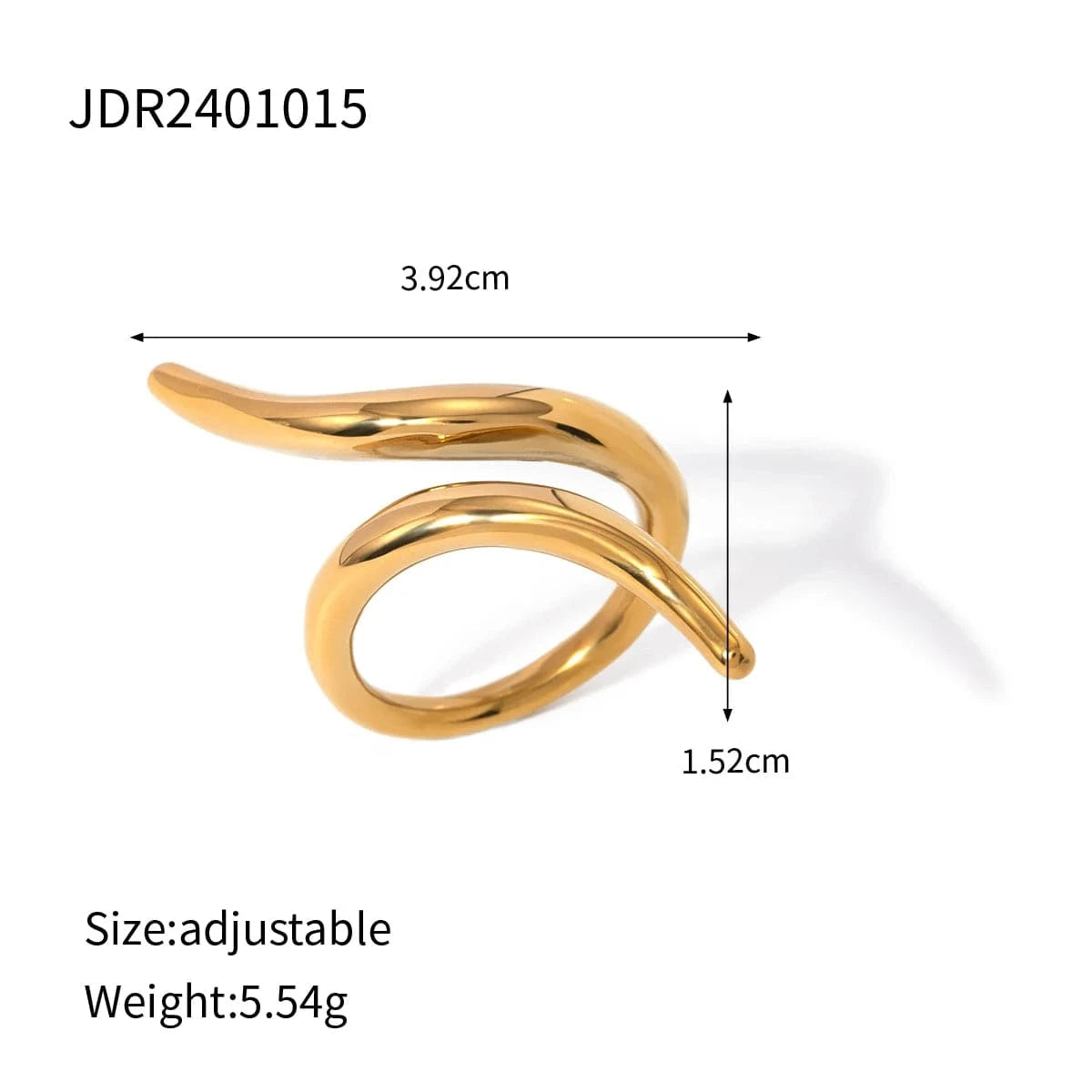 7 / chunky / R2671 R2671 Fashion Jewelry 18K Gold Stainless Steel High Polish Smooth Twist Irregular Ring Women Daily Jewelry