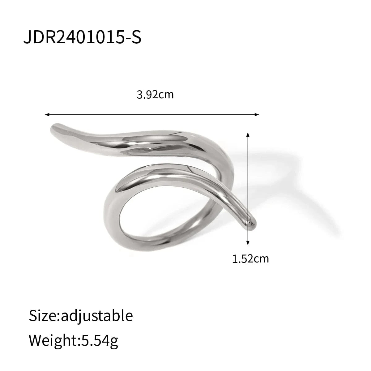 7 / chunky / R2671S R2671 Fashion Jewelry 18K Gold Stainless Steel High Polish Smooth Twist Irregular Ring Women Daily Jewelry