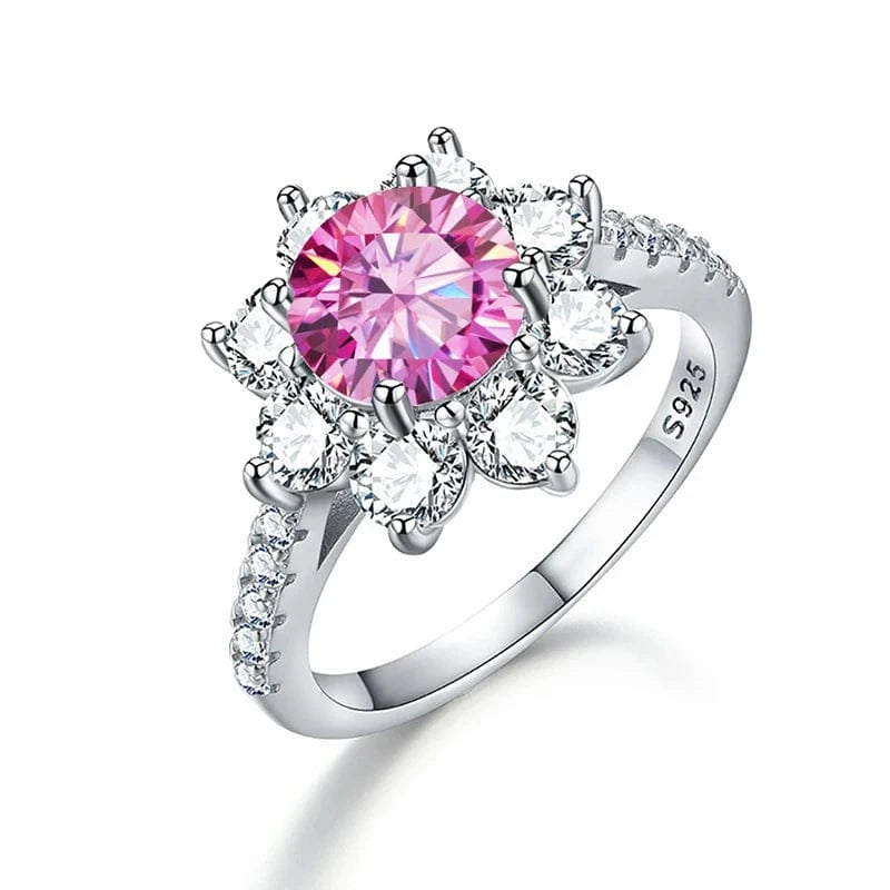 7 / D0006B1A12A-1ct 925 Sterling Silver Unusual Halo Zirconia Flower Shape Luxury Diamond Moissanite Rings 1 2 Carat For Women Wedding fine jewelry