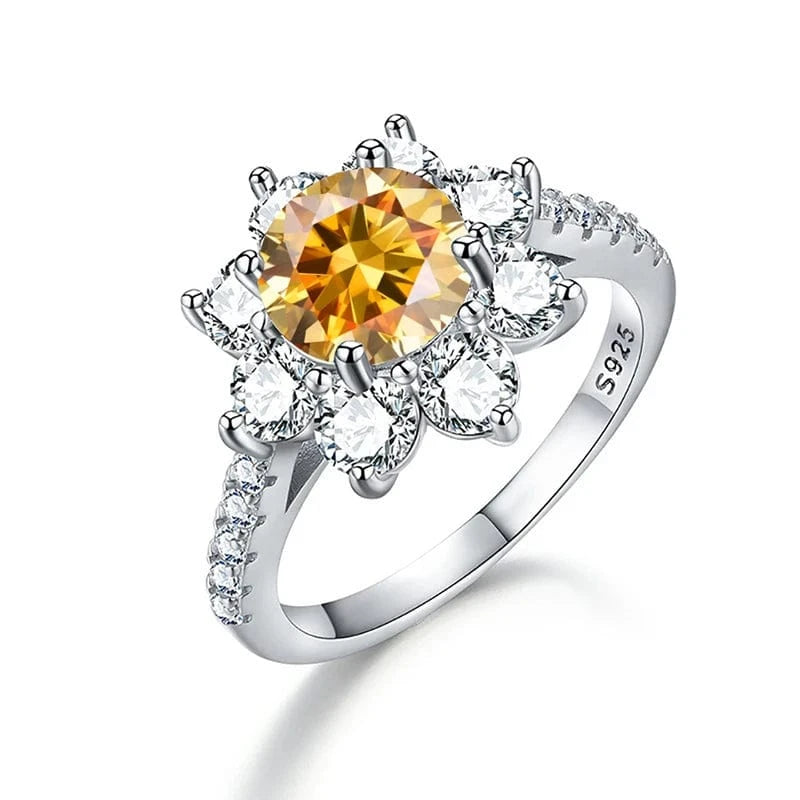 7 / D0006B1A4A-1ct 925 Sterling Silver Unusual Halo Zirconia Flower Shape Luxury Diamond Moissanite Rings 1 2 Carat For Women Wedding fine jewelry