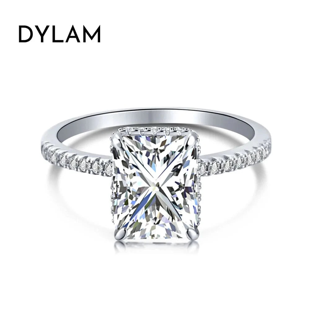 7 / DY120099-S-W-WH Dylam Free of nickel and lead engagement rings for her fit moissanite sterling silver AAAAAAAA CZ anniversary 925 silver ring