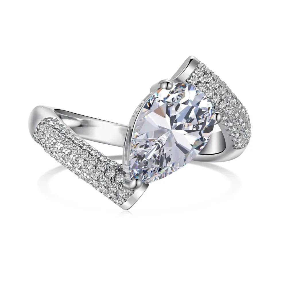 7 / DY120730-S-W-WH Dylam No Moq 925 Sterling Silver 2 Carat 5A Cubic Zirconia Engagement Ring Fine Fashion Jewelry Irregular Ladies Wedding Ring