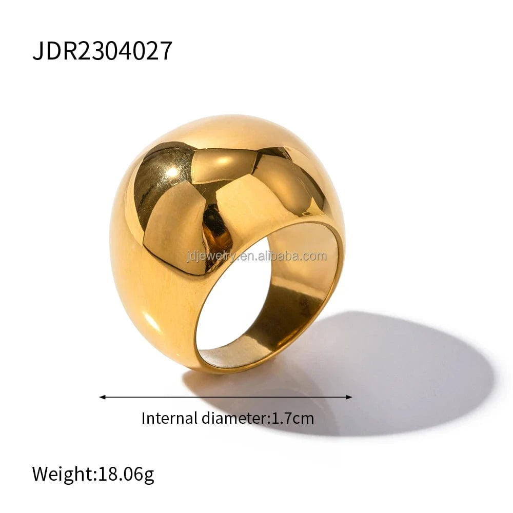 7 / Hiphop / R1868 R1868 Chunky Punk Rings 18K PVD Gold Plated Stainless Steel Non-Tarnish Waterproof Irregular Ring Jewelry For Women