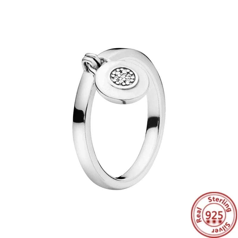 7 / JZ-057 Authentic 925 Sterling Silver Princess Tiara Crown Sparkling Love Heart ,CZ Rings for Women Engagement Jewelry Anniversary