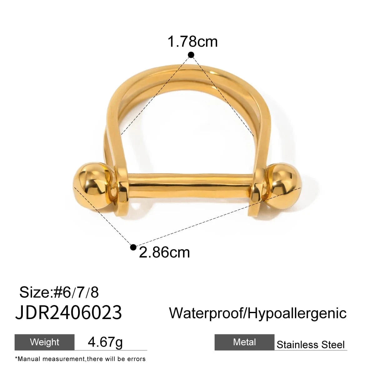 7 / minimalist / R2421 R2421 Dainty Fashion Jewelry Horseshoe Pearl Ring 18k Gold Stainless Steel Plastic Pearl Design Rings