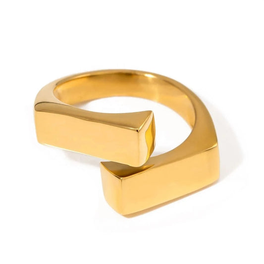 7 / minimalist / R2517 R2517 Women Fashion INS Style 18K Gold Plated Stainless Steel Minimalist Adjustable  Geometric Cross Ring