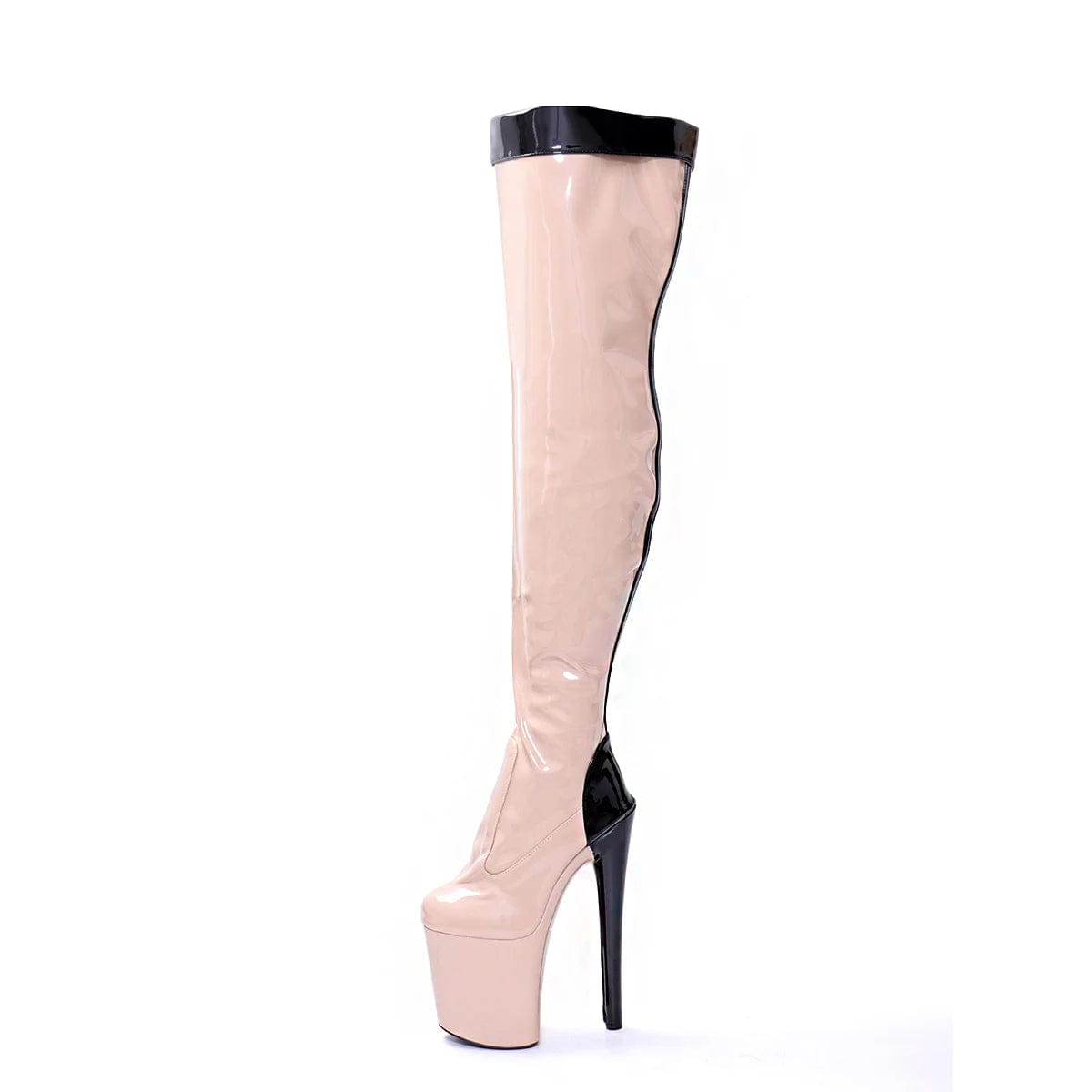 7 / Pink New Style Stripper 20cm Strip Pole Dance Big Size Exotic Dancer 8Inch Over The Knee Boots Round Toe Platform Long Boots Catwalk