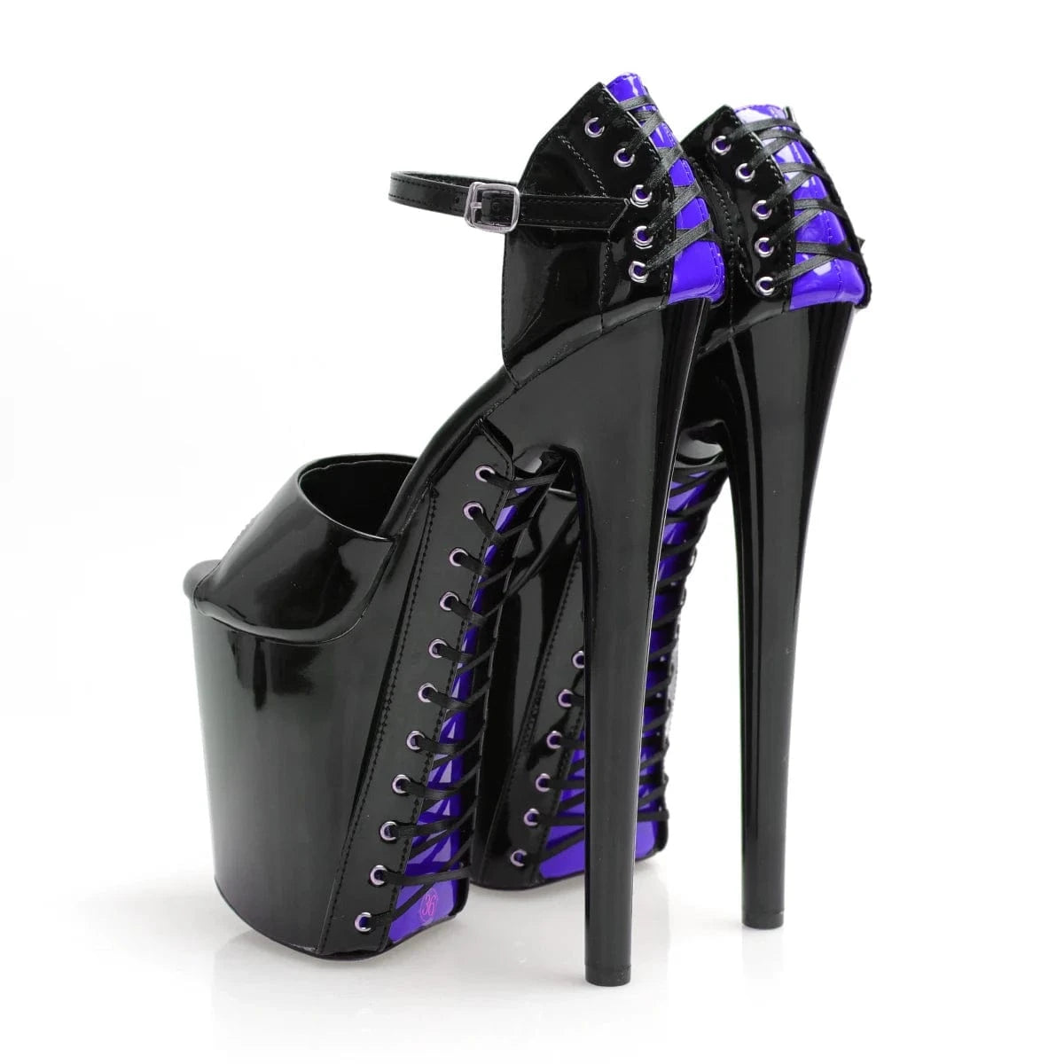 7 / Purple 8inch-20cm black platform lace up sexy Exotic Dancer Shoes strip Dance Pole Dance fashionable high-heeled  high heel shoes
