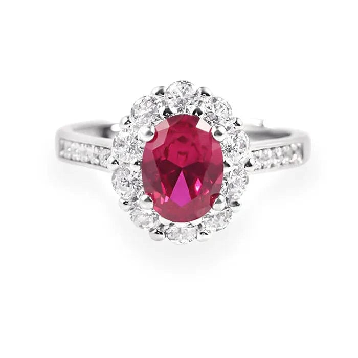 7 / R10849 Luxury jewelry ruby oval cut 5x7mm 925 sliver rings jewelry women