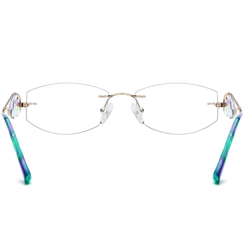 713 Pink Borregls Wire Titanium Rimless Glasses Women Ultralight Luxury Eyeglasses Frame Diamond Trimming Cut Myopia Optical Eyewear 713