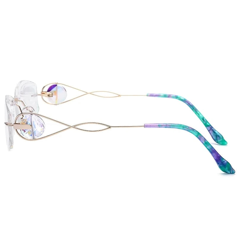 713 Pink Borregls Wire Titanium Rimless Glasses Women Ultralight Luxury Eyeglasses Frame Diamond Trimming Cut Myopia Optical Eyewear 713
