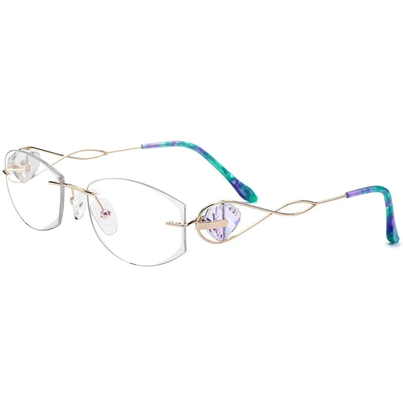 713 Pink Borregls Wire Titanium Rimless Glasses Women Ultralight Luxury Eyeglasses Frame Diamond Trimming Cut Myopia Optical Eyewear 713
