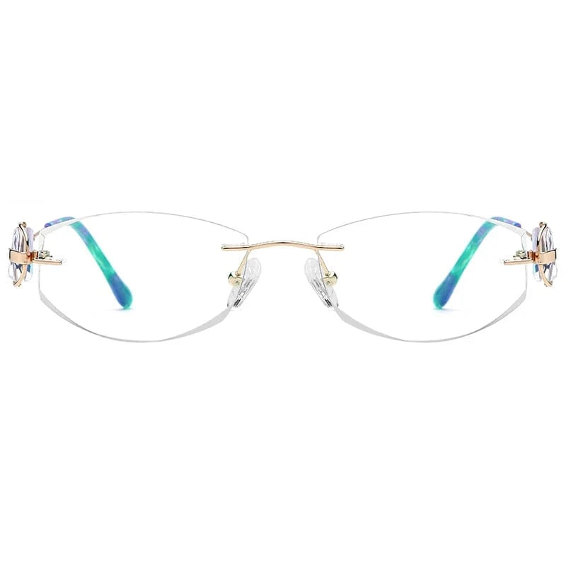 713 Pink Borregls Wire Titanium Rimless Glasses Women Ultralight Luxury Eyeglasses Frame Diamond Trimming Cut Myopia Optical Eyewear 713