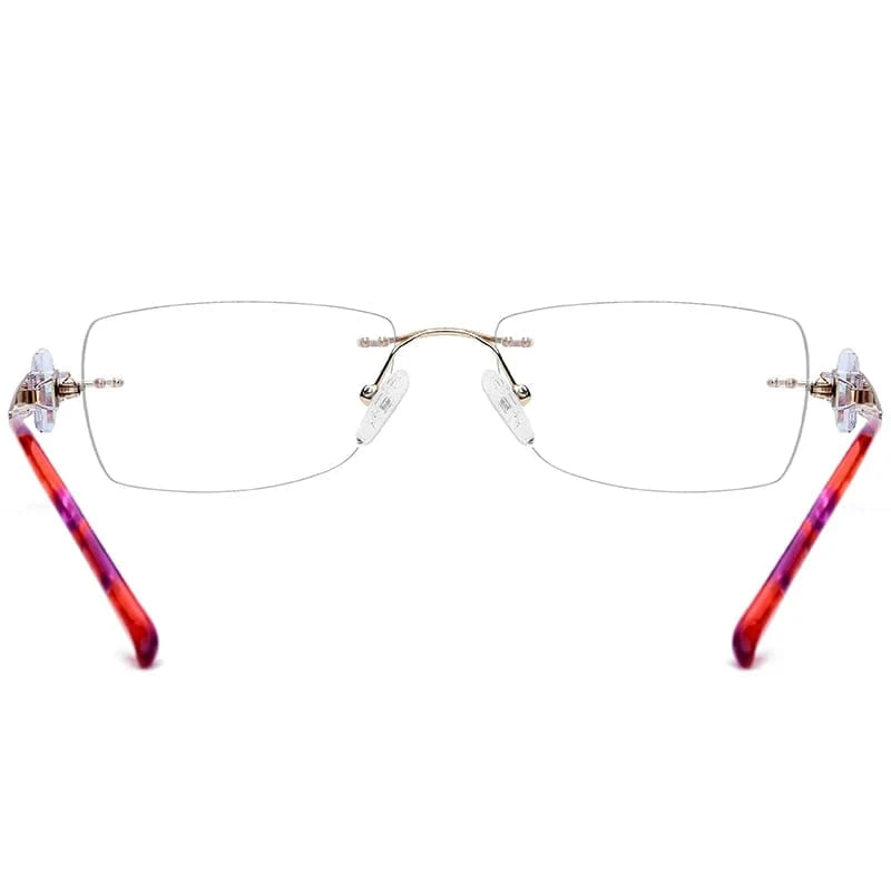 718 Red Borregls Wire Titanium Rimless Glasses Women Ultralight Luxury Diamond Cut Optical Eyeglasses Frame 718