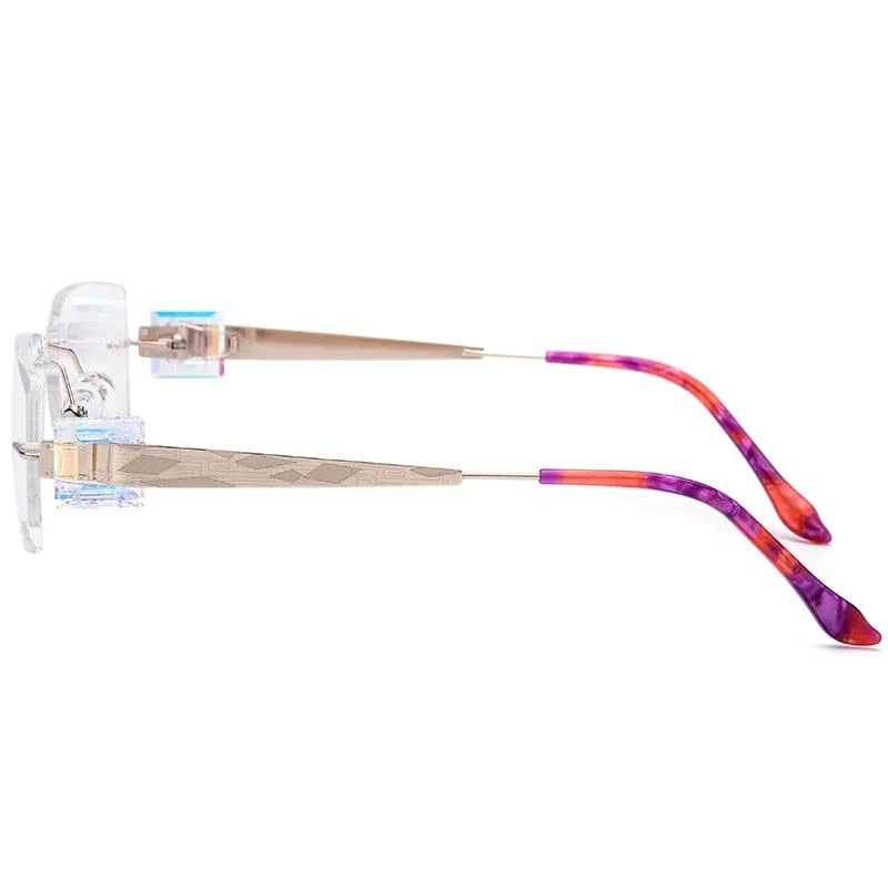 718 Red Borregls Wire Titanium Rimless Glasses Women Ultralight Luxury Diamond Cut Optical Eyeglasses Frame 718
