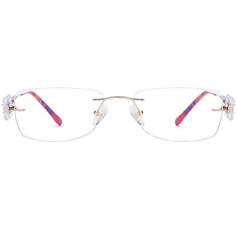 718 Red Borregls Wire Titanium Rimless Glasses Women Ultralight Luxury Diamond Cut Optical Eyeglasses Frame 718