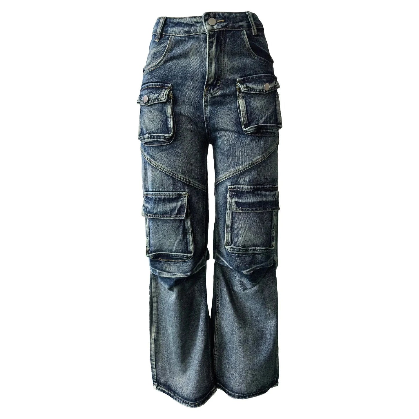 77642 Casual Solid Patchwork Pocket High Waist Straight Quick Dry Light Wash Denim Jeans Skinny Pencil Pants Style