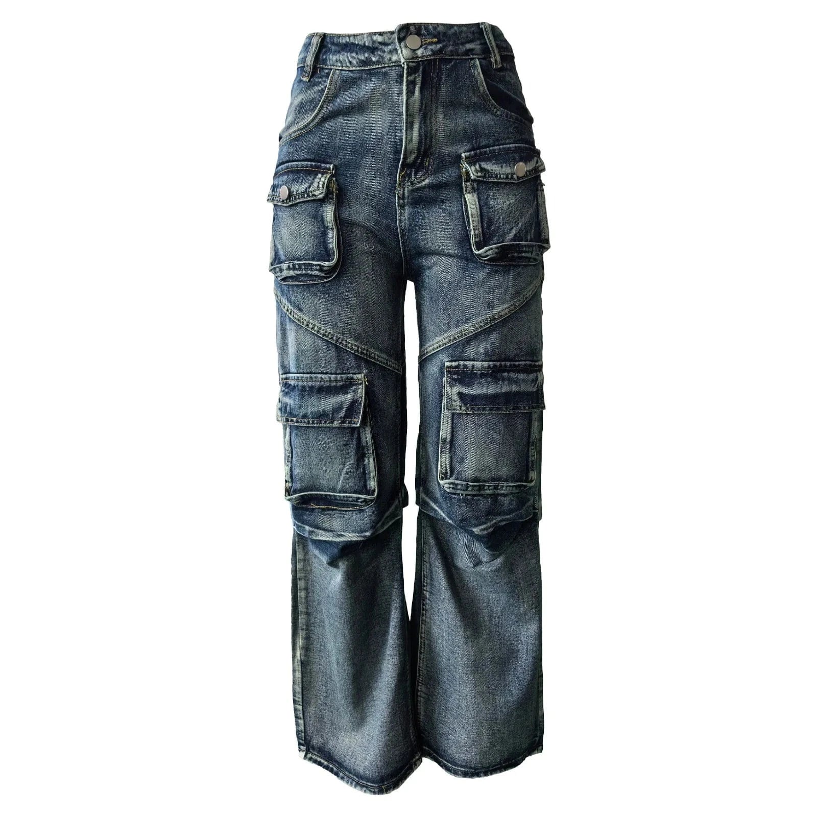 77642 Casual Solid Patchwork Pocket High Waist Straight Quick Dry Light Wash Denim Jeans Skinny Pencil Pants Style