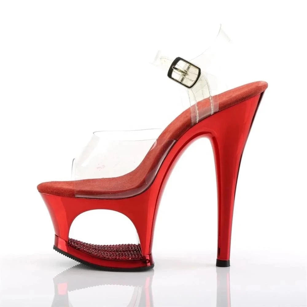 7inch-17cm Flat Sandals high heel flash water drill hollow out waterproof platform sexy nightclub platform steel Heeled Sandals