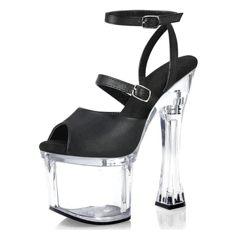 7Inch Peep Toe Coarse Heel Platform Sandals 18cm Catwalk Punk Pole Dance Cross Dressing Gladiator Women's Exotic Dancer Models