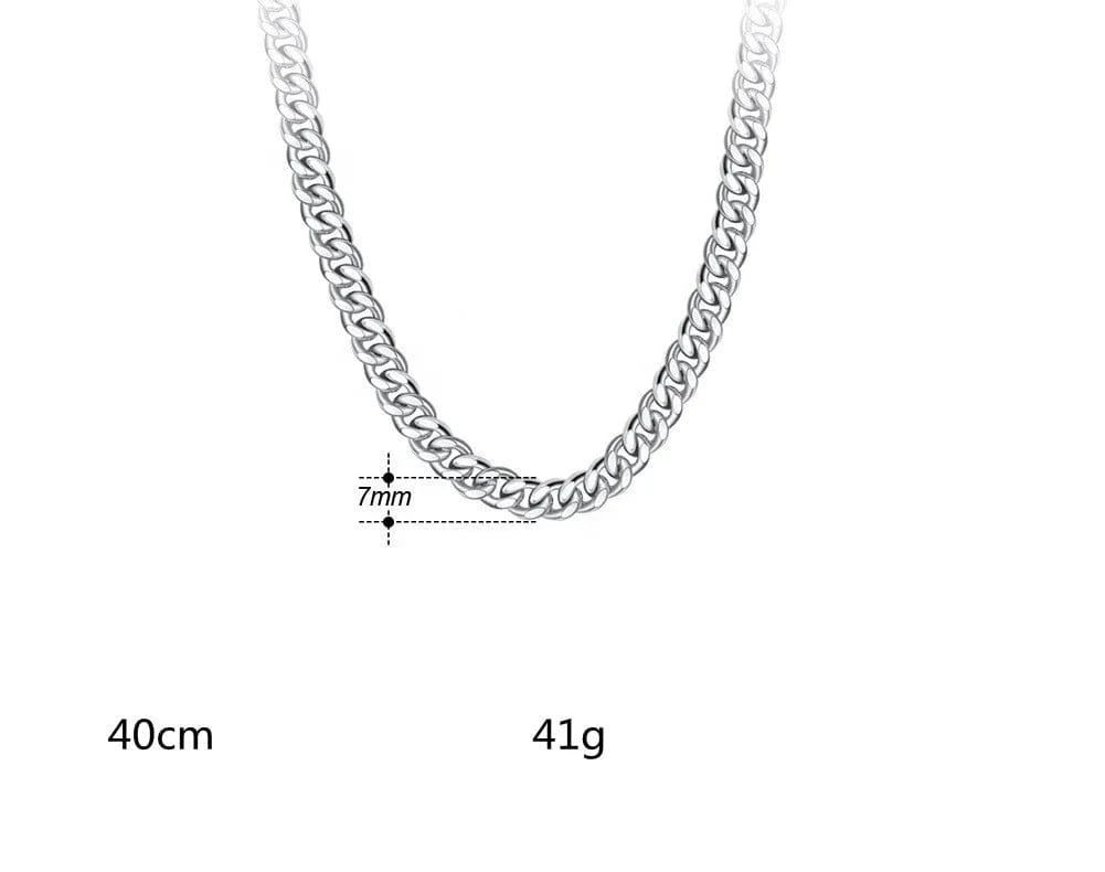 7mm*40cm Chains Hip Hop Jewelry 3.6/5/7mm Chunky Diamond-cut Cuban Link Chain Necklace 925 Sterling Silver Trendy Picture for Men Women