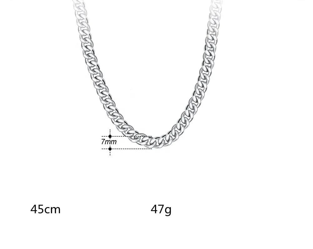 7mm*45cm Chains Hip Hop Jewelry 3.6/5/7mm Chunky Diamond-cut Cuban Link Chain Necklace 925 Sterling Silver Trendy Picture for Men Women