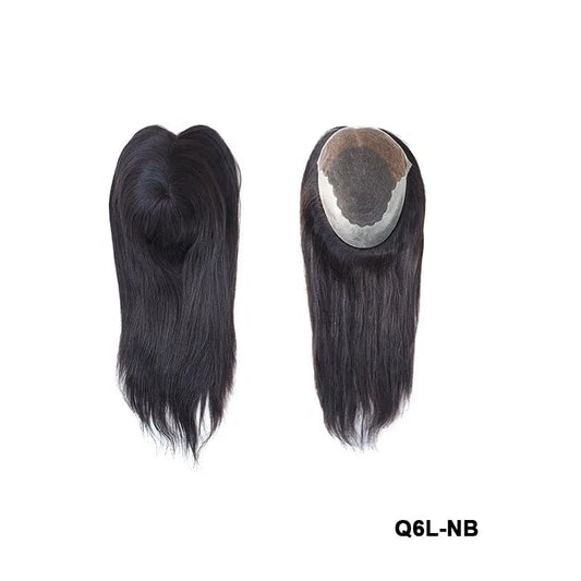 7x9 / 16inches Q6L-NB 16" Invisible hairline Natural Black Indian Human Hair Toppers for Women