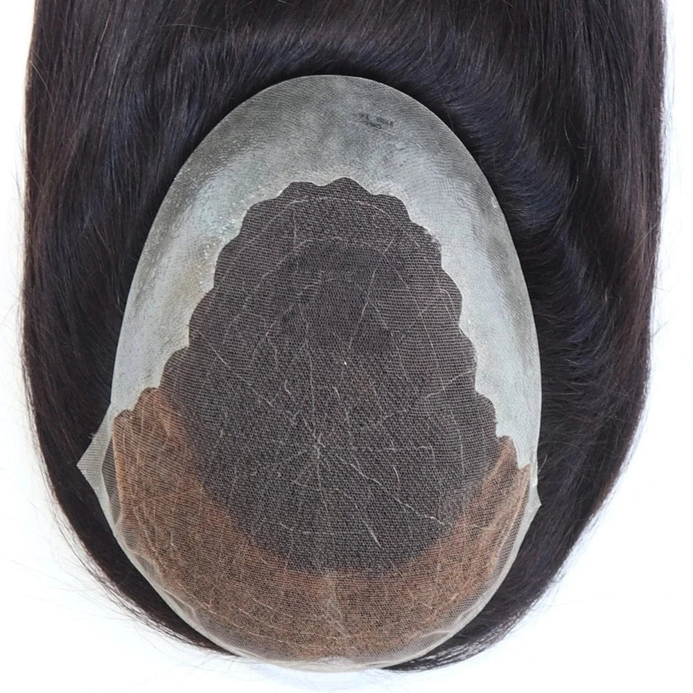 7x9 / 16inches Q6L-NB 16" Invisible hairline Natural Black Indian Human Hair Toppers for Women