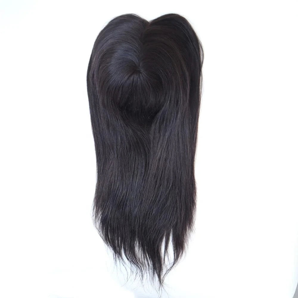 7x9 / 16inches Q6L-NB 16" Invisible hairline Natural Black Indian Human Hair Toppers for Women
