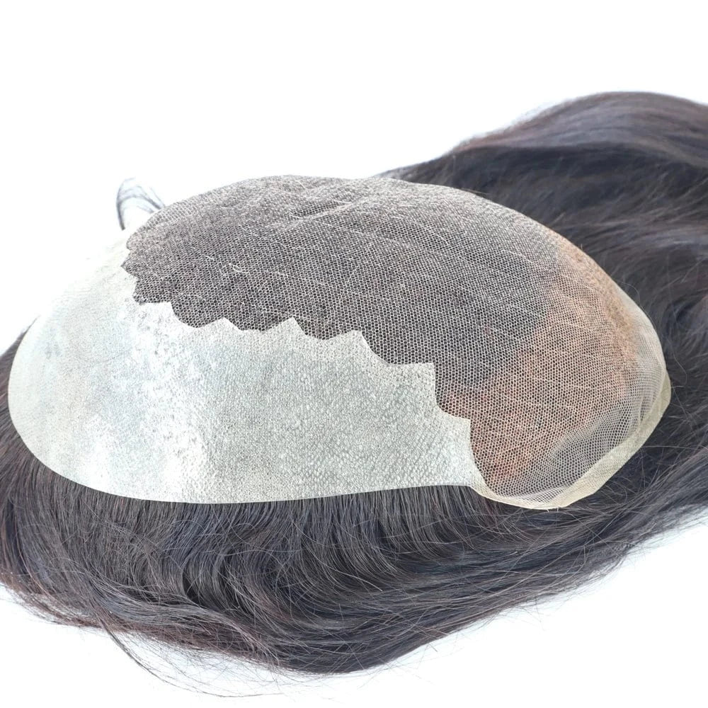 7x9 / 16inches Q6L-NB 16" Invisible hairline Natural Black Indian Human Hair Toppers for Women