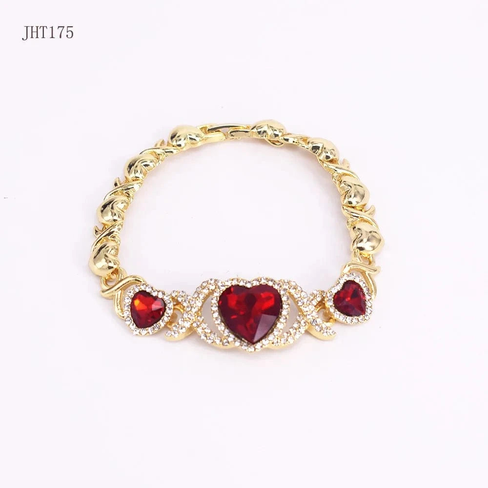 8 / 18k gold JHT175 Fashion 18K Gold Plated Heart ruby wedding jewelry set