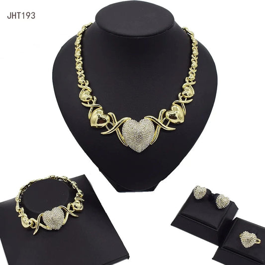 8 / 18k gold JHT193 18K gold-plated XOXO rhinestone heart-shaped women's wedding diamond jewelry