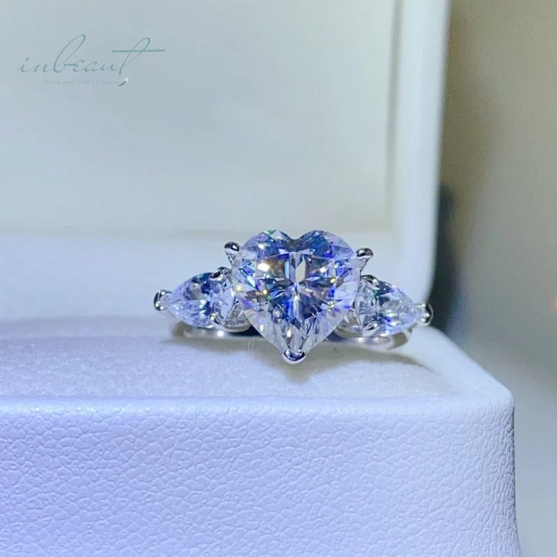 8 / 3 carat Silver 925 Original 3 Carat Brilliant Cut Diamond Test Past D Color Heart Moissanite Wedding Ring for Women Gemstone Jewelry