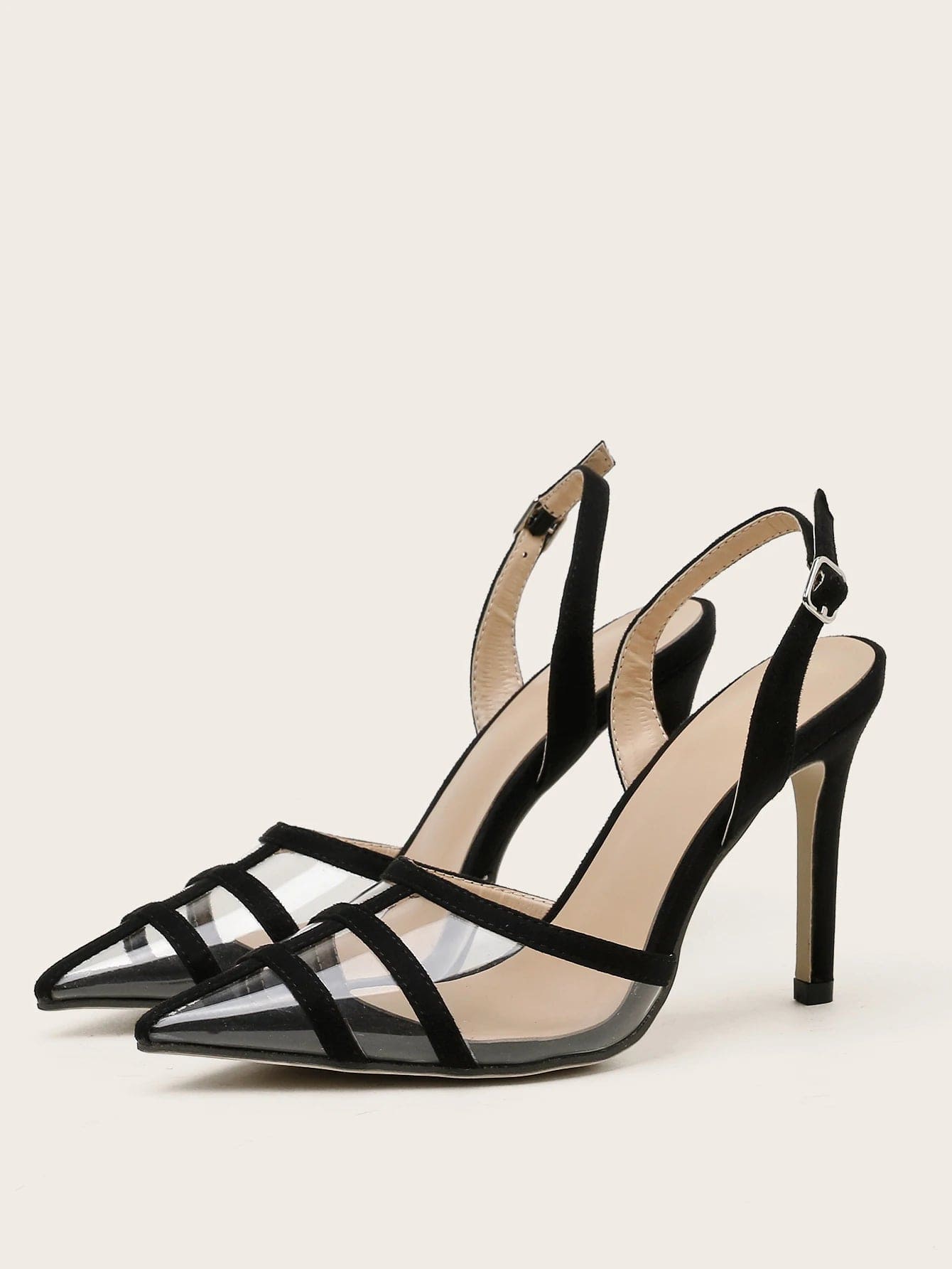 8 / 40 / Black fancy shoes for ladies blue pointed head stripe party shoes buckle manufacturer sandals pointed toe women medium heel shoes