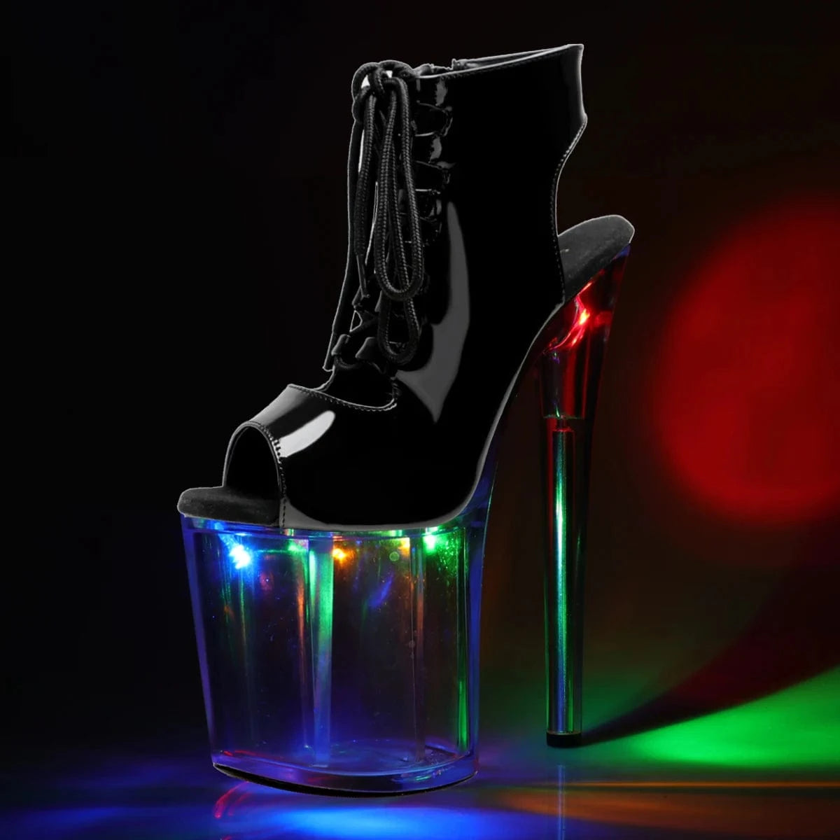 8.5 / Shiny Gladiator Platform Ankle Boots 20cm Exotic Dancer Platform Queen Gothic 8Inch Stripper Heels Nightclub Catwalk Models Peep Toe