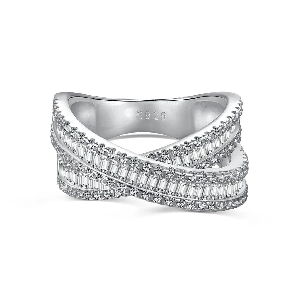 8 / 7 925 Sterling Silver Rings For Women Original Tiara Heart Wishbone Engagement Wedding Stacking Ring Crystals Jewelry Love Gift