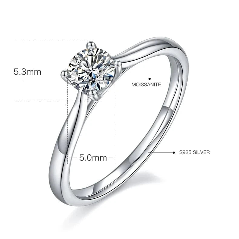 8.75 / Classical / M02C Wholesale Gemstone Rings Round Moissanite Petite Engagement Ring 925 Sterling Silver 0.5ct Moissanite Diamond Jewelry