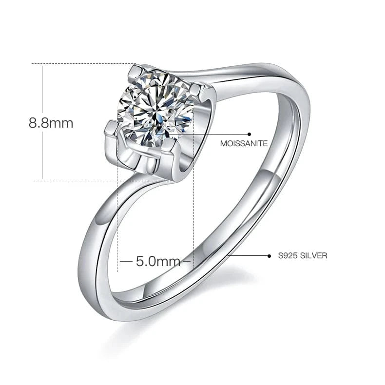 8.75 / Classical / M04F Wholesale Gemstone Rings Round Moissanite Petite Engagement Ring 925 Sterling Silver 0.5ct Moissanite Diamond Jewelry