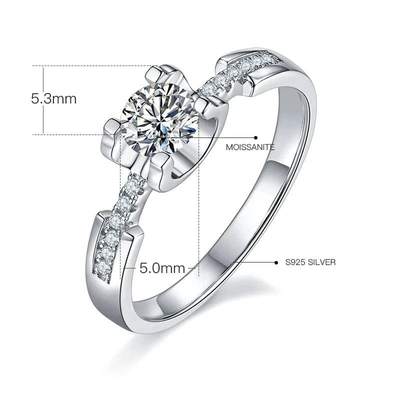 8.75 / Classical / M04G Wholesale Gemstone Rings Round Moissanite Petite Engagement Ring 925 Sterling Silver 0.5ct Moissanite Diamond Jewelry