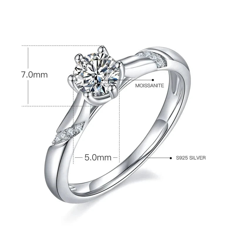 8.75 / Classical / M08B Wholesale Gemstone Rings Round Moissanite Petite Engagement Ring 925 Sterling Silver 0.5ct Moissanite Diamond Jewelry