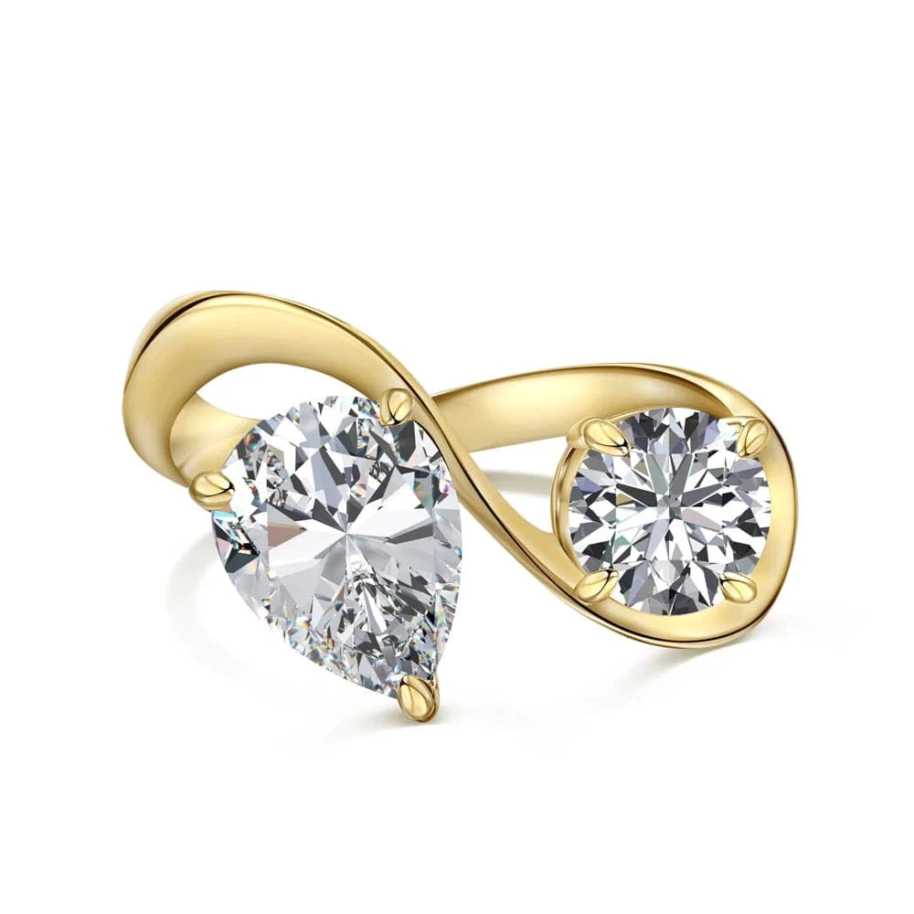 8 / DY120846-S-G-WH Cheap Jewelry S925 Silver Rings Set For Women 18K Gold Plated Link Chain Geometric Twisted Wide Band Open Adjustable Ring