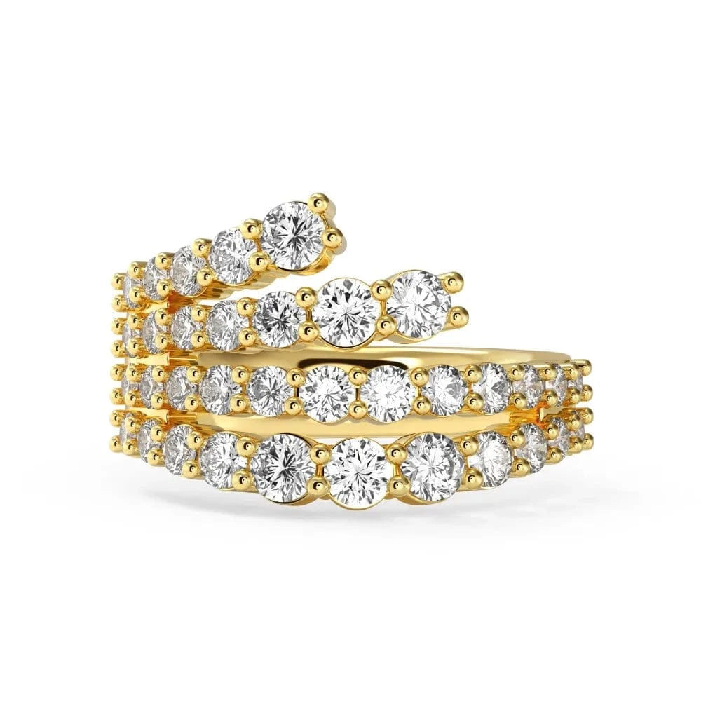 8 / DY120942-S-G-WH Dylam Delicate Cz Cubic Zircon S925 Silver Engagement Wedding Rings For Women Valentine Day Asymmetric Lines Spray Shape Ring