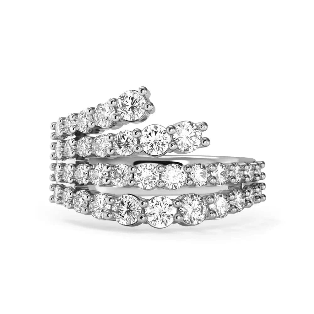 8 / DY120942-S-W-WH Dylam Delicate Cz Cubic Zircon S925 Silver Engagement Wedding Rings For Women Valentine Day Asymmetric Lines Spray Shape Ring