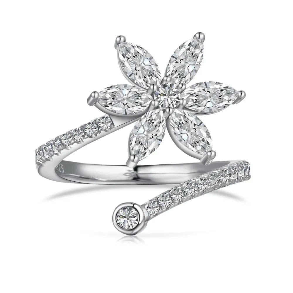 8 / DY121005-S-W-WH Dylam Beautiful Colorful Pink Cz Cubic Zircon Ring For Girls Lady Lovely Dainty S925 Sterling Silver Flower Rings Jewelry Women