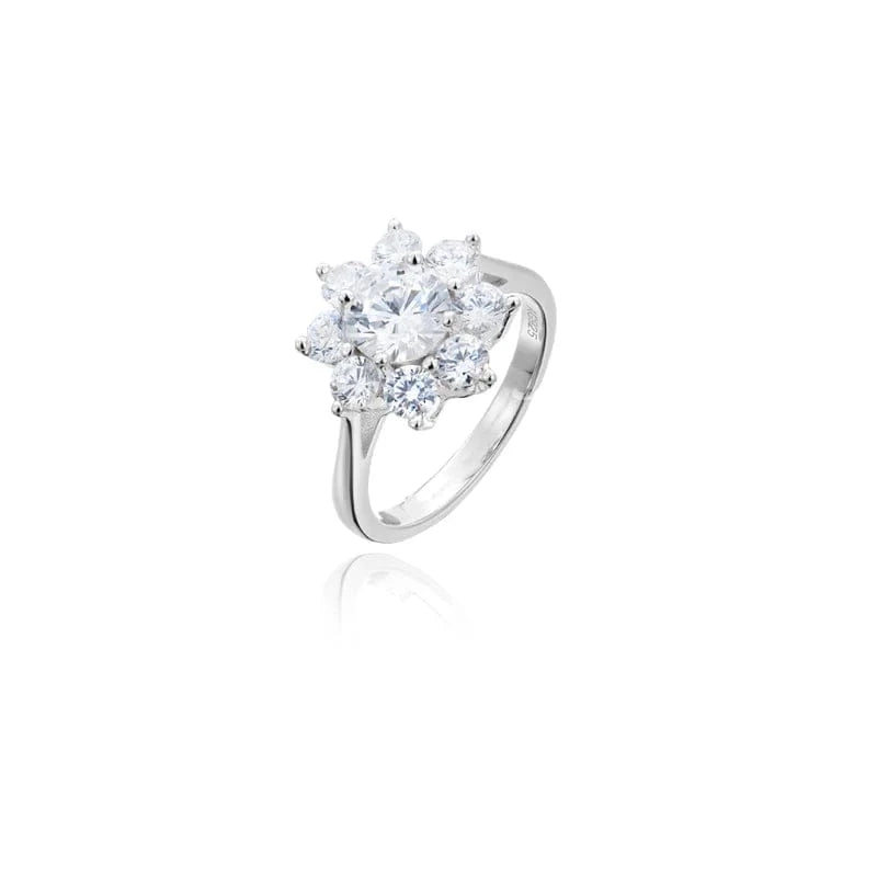 8 / Geometry / platinum Fashionable and minimalist women's accessories S925 silver plated 18K gold high carbon zircon sun flower geometric ring