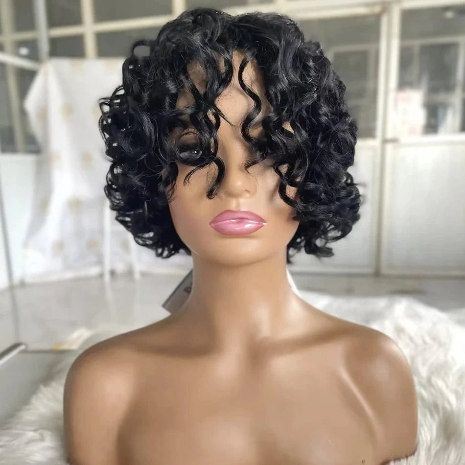 8 Inch Deep Curly Short Cut Bob Wigs Human Hair Bob Lace Frontal Wig Front Pre Plucked Original Brazilian with Baby Hair