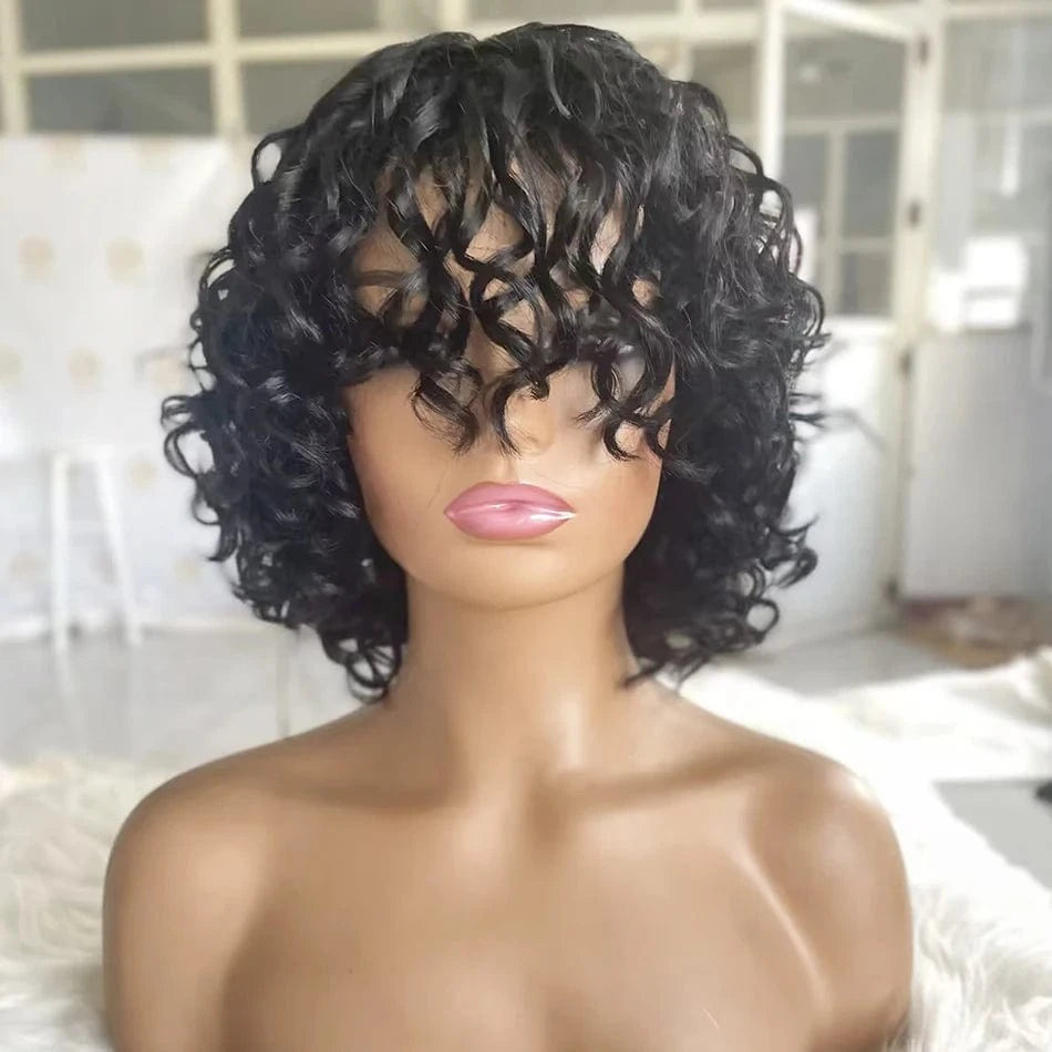 8 Inch Deep Curly Short Cut Bob Wigs Human Hair Bob Lace Frontal Wig Front Pre Plucked Original Brazilian with Baby Hair