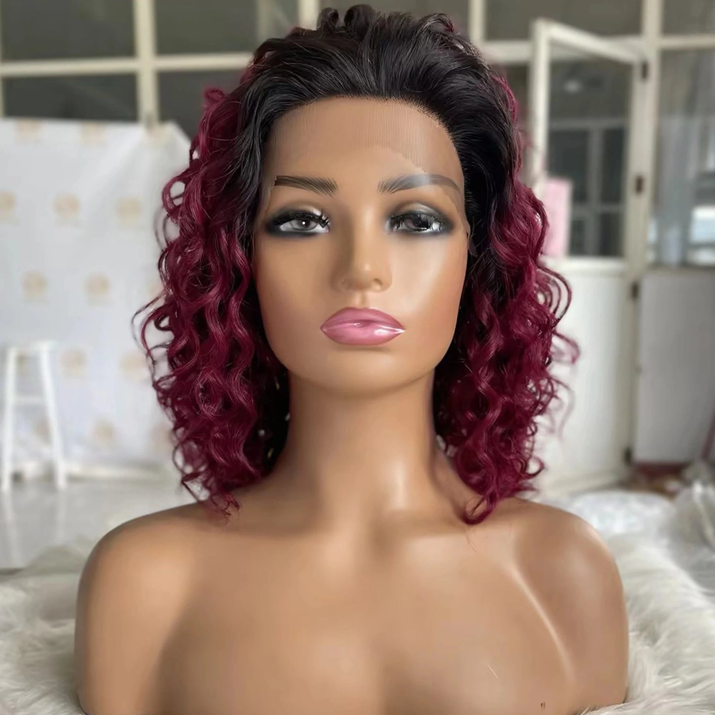 8 Inch Deep Curly Short Cut Bob Wigs Human Hair Bob Lace Frontal Wig Front Pre Plucked Original Brazilian with Baby Hair