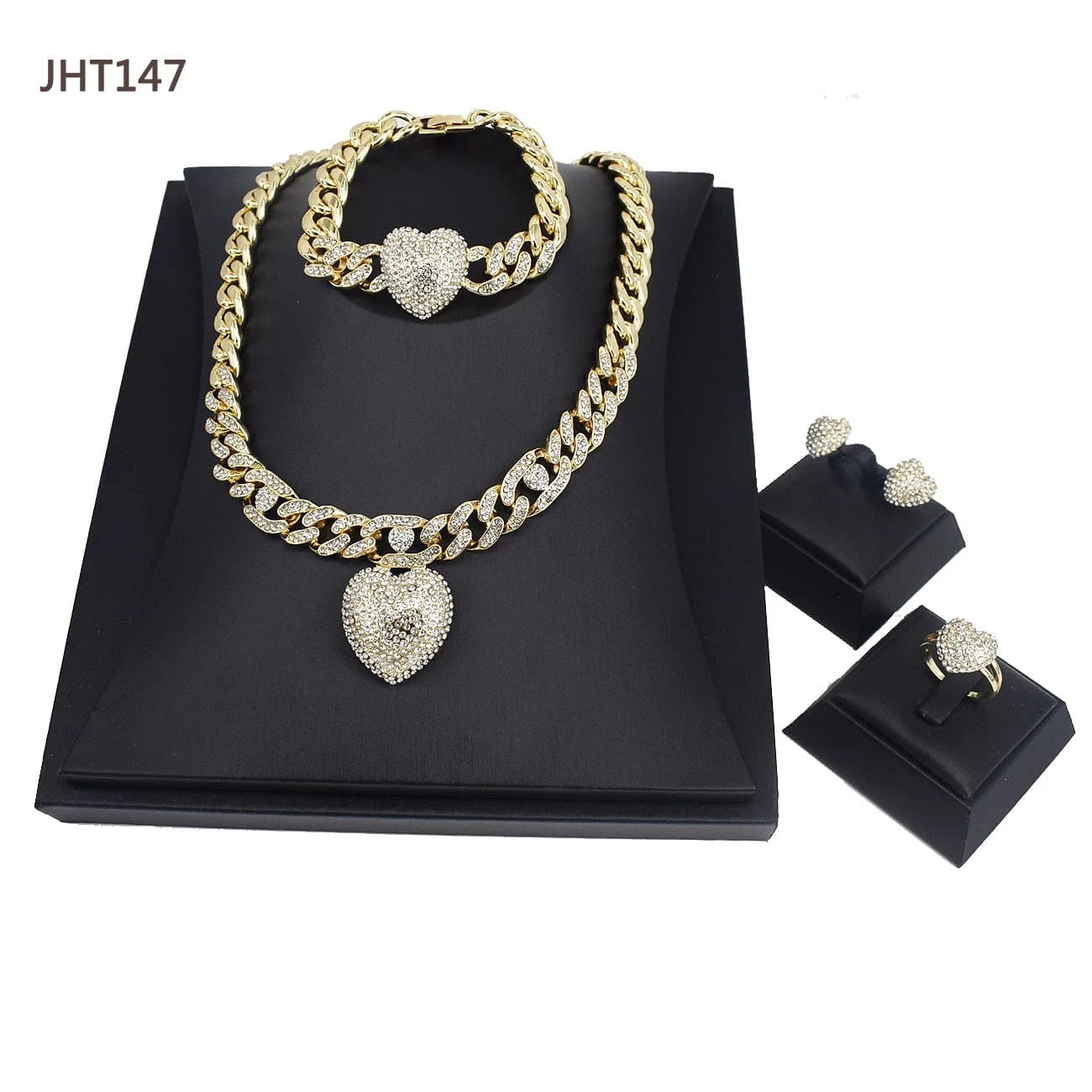8 / JHT147 JHT147 Wholesale latest design diamond hip-hop style Cuban chain jewelry set
